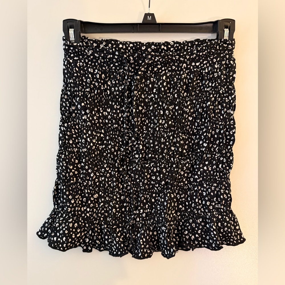 URBAN Romantics Black and White Smocked Mini Skirt